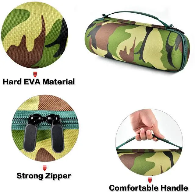 Alt view image 3 of 7 - Hard Travel Case for JBL Charge 4/ Charge 5 Waterproof Bluetooth Speaker. Carrying Storage Bag Fits Charger and USB Cable - Squad Camo (Case Only)