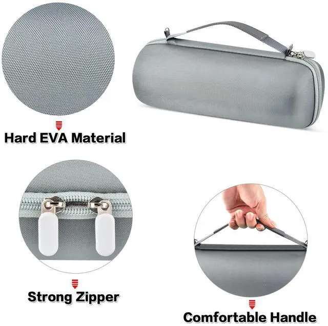 Alt view image 4 of 7 - Hard Travel Case for JBL Charge 4/ Charge 5 Waterproof Bluetooth Speaker. Carrying Storage Bag Fits Charger and USB Cable - Grey+Inside Grey (Case Only)