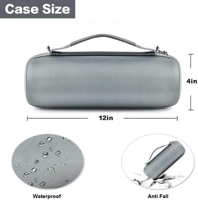 Alt view image 5 of 7 - Hard Travel Case for JBL Charge 4/ Charge 5 Waterproof Bluetooth Speaker. Carrying Storage Bag Fits Charger and USB Cable - Grey+Inside Grey (Case Only)