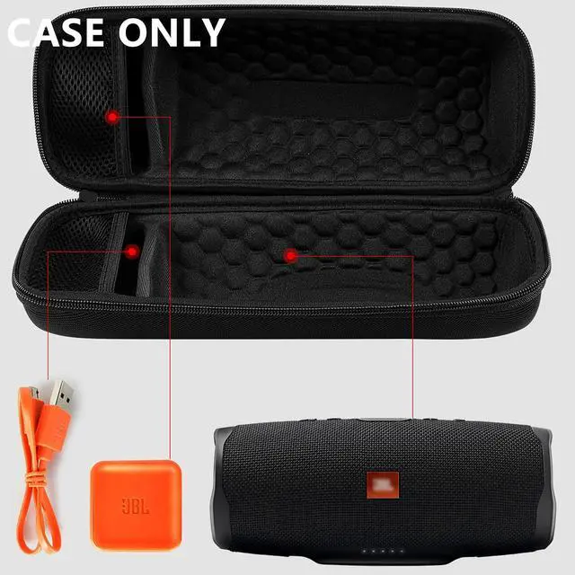 Alt view image 4 of 7 - COMECASE Hard Travel Case for JBL Charge 4/ Charge 5 Waterproof Bluetooth Speaker. Carrying Storage Bag Fits Charger and USB Cable (Case Only) - Black