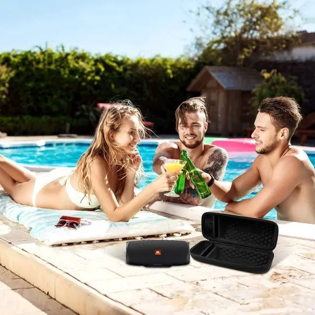 Alt view image 7 of 7 - COMECASE Hard Travel Case for JBL Charge 4/ Charge 5 Waterproof Bluetooth Speaker. Carrying Storage Bag Fits Charger and USB Cable (Case Only) - Black
