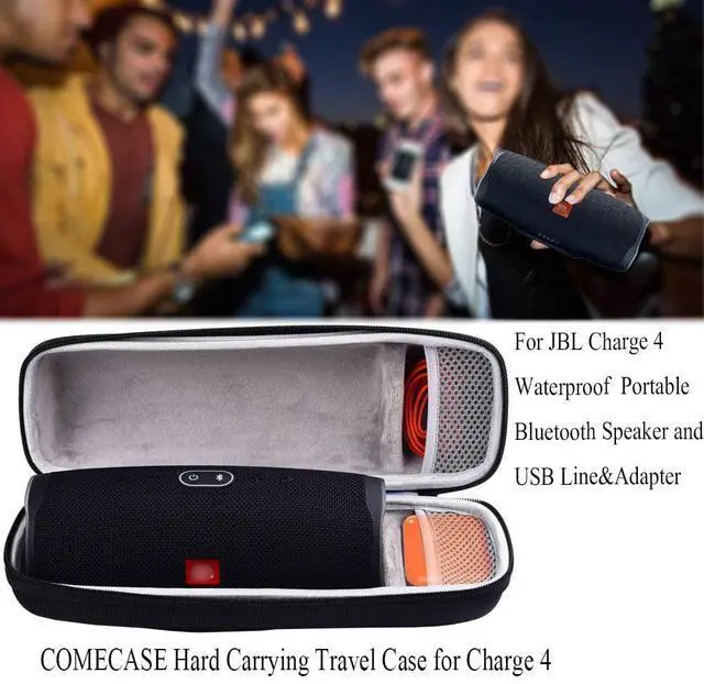 Alt view image 5 of 7 - Comecase Hard Travel Case for JBL Charge 4/ Charge 5 Waterproof Bluetooth Speaker. Carrying Storage Bag Fits Charger and USB Cable - Grey Inside (Case Only)