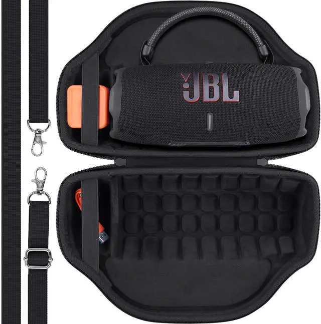 Alt view image 2 of 7 - Case for JBL Charge 6 Waterproof Portable Bluetooth Speaker, Hard Travel Case with Detachable Shoulder Strap (Black Case)