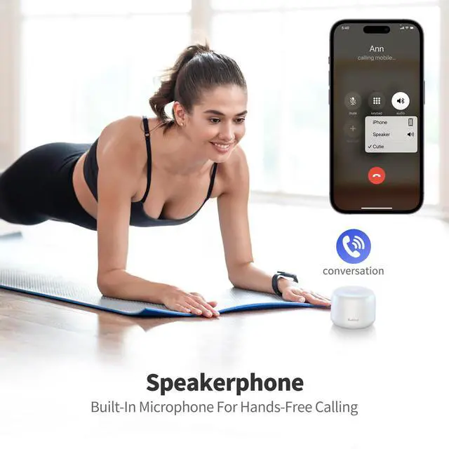 Alt view image 4 of 7 - Bobtot Portable Bluetooth Speakers with Strap Easy to Carry, Wireless IPX5 Waterproof Mini Speaker with Loud Stereo Sound, 20 Hours Playtime, Rechargeable Battery, Built-in Microphone, White