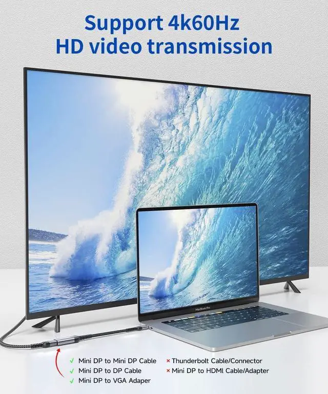 Alt view image 3 of 7 - USB C to Mini DisplayPort Adapter, 4K@60Hz, USB-C to Mini DisplayPort, Uni-Directional, for DP Alt Mode Devices, Not Compatible with Thunderbolt/Thunderbolt 2 Displays