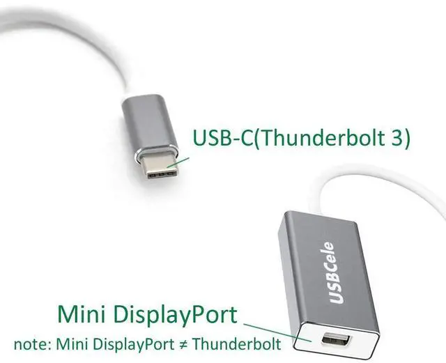 Alt view image 2 of 7 - USBCele USB-C (Thunderbolt 3) to Mini DisplayPort Adapter, USB Type C to Mini Display Port 4K Cable Adapter for MacBook Pro, iMac, LED Cinema Display and More