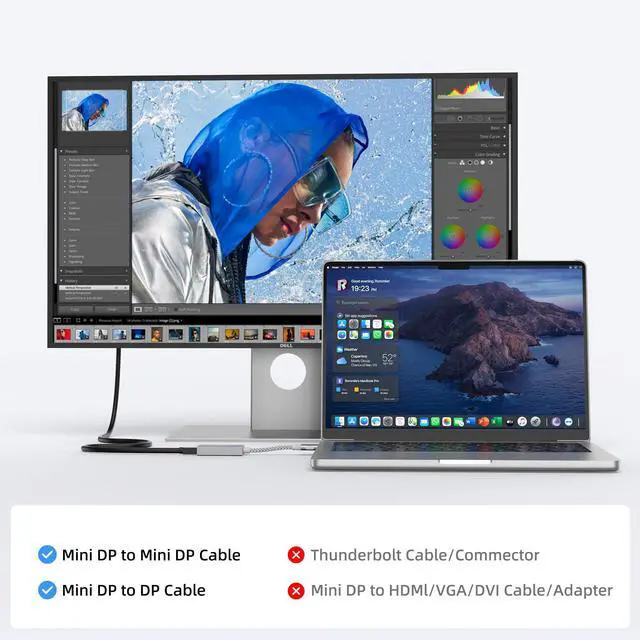 Alt view image 4 of 7 - USB C to Mini DisplayPort Adapter 4K@60Hz, USB Type C (Thunderbolt 3) to Mini DP Adapter for iPhone 15, M1/M2 MacBook, MacBook Air/Pro 2016-2023, Galaxy S8-S23, Steam Deack and Rog Ally