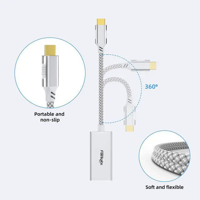 Alt view image 5 of 7 - USB C to Mini DisplayPort Adapter 4K@60Hz, USB Type C (Thunderbolt 3/4) to Mini DP Adapter for iPhone 15, M1/M2 MacBook, MacBook Air/Pro 2016-2023, Galaxy S8-S23, Steam Deack and Rog Ally