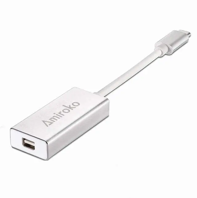 Main image of USB-C to Mini DisplayPort Adapter, USB 3.1 Type C (Thunderbolt 3) to Mini DP Adapter 4K Compatible with Lenovo T470, MacBook Pro to LED Cinema Display/Dell Monitor, etc - Silver