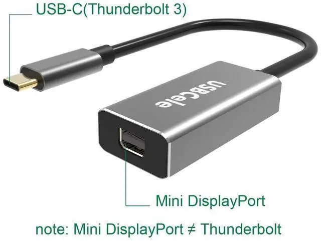 Alt view image 2 of 7 - USBCele USB-C to Mini DisplayPort Adapter, USB Type C (Thunderbolt 3) to Mini DP 4K Cable Adapter for MacBook Pro, iMac/iMac Pro, LED Cinema Display and More [Advanced Chip]