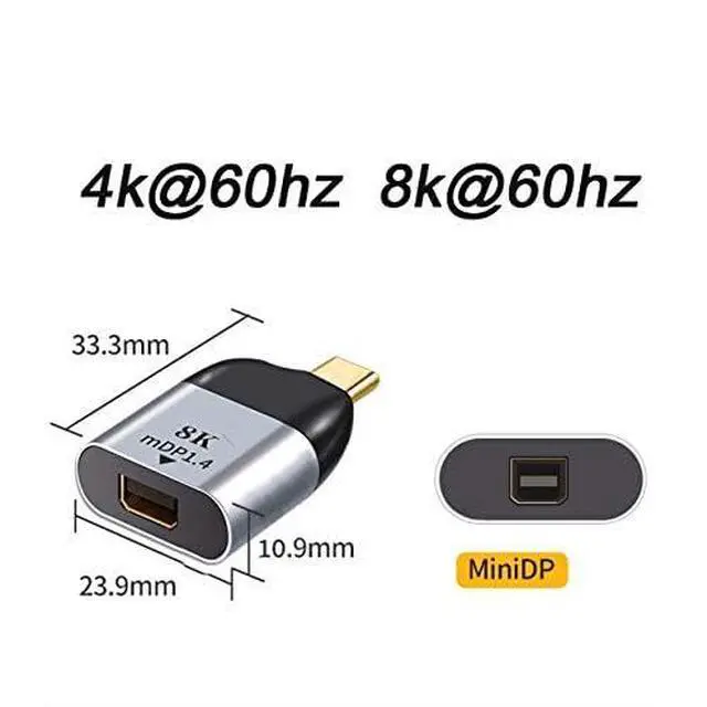 Alt view image 5 of 5 - Cablecc USB-C Type C to Mini DP Displayport Converter Adapter 4K 2K 60hz for Tablet & Phone & Laptop