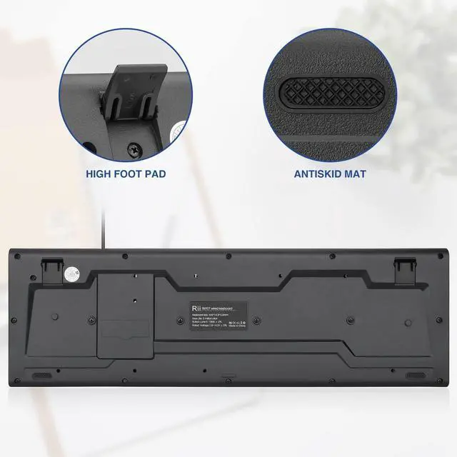 Alt view image 6 of 7 - Rii RK907 Ultra-Slim Compact USB Wired Keyboard for Mac and PC,Windows 10/8 / 7 / Vista/XP (Black) (1PCS)