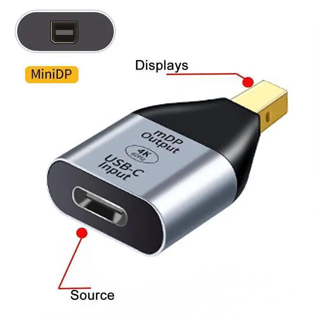 Alt view image 5 of 7 - cablecc USB-C Type C Female Source to Mini Displayport DP Sink HDTV Adapter 4K 60hz 1080p for Tablet & Phone & Laptop (Not Work for Mini-DP Host to Type-C Monitor)