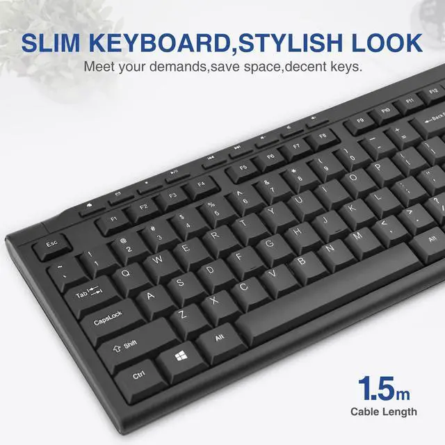 Alt view image 3 of 7 - Rii RK907 Ultra-Slim Compact USB Wired Keyboard for Mac and PC,Windows 10/8 / 7 / Vista/XP (Black) (1PCS)