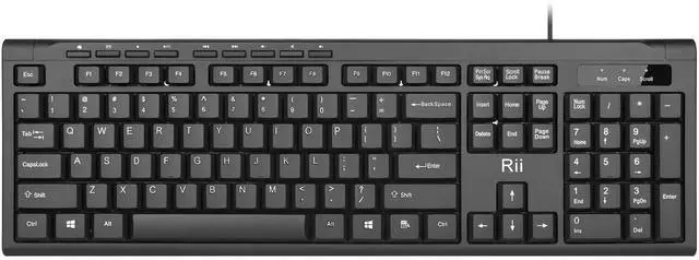 Main image of Rii RK907 Ultra-Slim Compact USB Wired Keyboard for Mac and PC,Windows 10/8 / 7 / Vista/XP (Black) (1PCS)