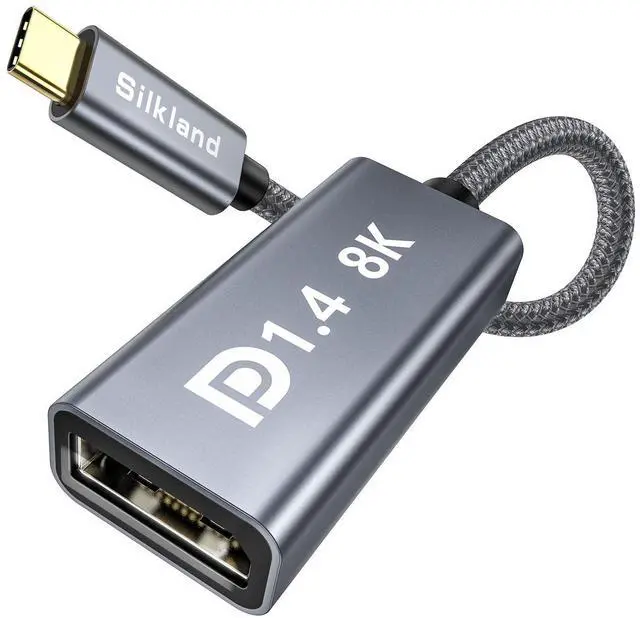 Main image of Silkland USB C to DisplayPort 1.4 Adapter, [8K@60Hz, 4K@240Hz, HDR] Thunderbolt 4/3 to DisplayPort 32.4Gbps, USB4/Type C Compatible for MacBook Pro, iPhone 16/15 Pro, XPS, iPad Pro, Surface, Reverb G2