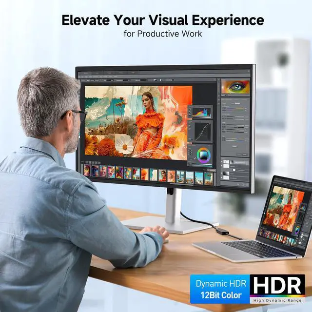 Alt view image 5 of 7 - Cable Matters 32.4Gbps Unidirectional USB C to DisplayPort 1.4 Adapter, 4K@240hz, 8K@60hz, and HDR Support - Thunderbolt 4 / USB4 Compatible with iPad Pro, iPhone 16/15 Pro, MacBook, XPS, Surface