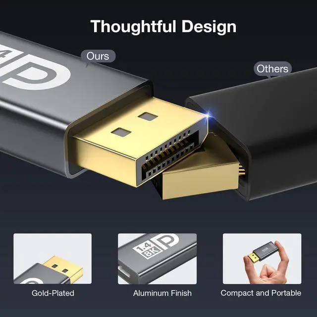 Alt view image 5 of 7 - 8K@60Hz USB C to DisplayPort 1.4 Adapter,Bidirectional Type C to Display Port Adapter,Thunderbolt 3/4 to DP Converter Compatible with MacBook,iPhone 15 16 17,iPad Pro,Samsung,Lenovo/HP/Dell/ASUS