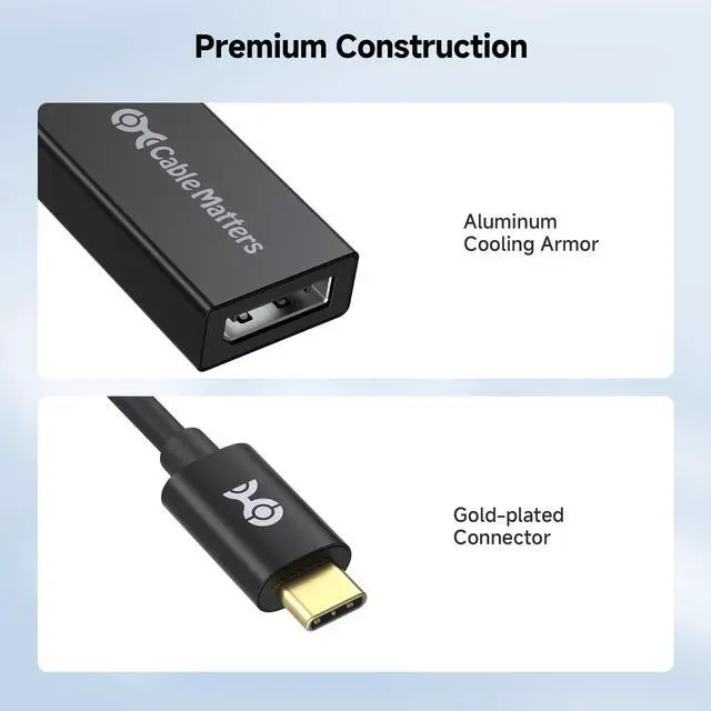 Alt view image 7 of 7 - Cable Matters 32.4Gbps Unidirectional USB C to DisplayPort 1.4 Adapter, 4K@240hz, 8K@60hz, and HDR Support - Thunderbolt 4 / USB4 Compatible with iPad Pro, iPhone 16/15 Pro, MacBook, XPS, Surface