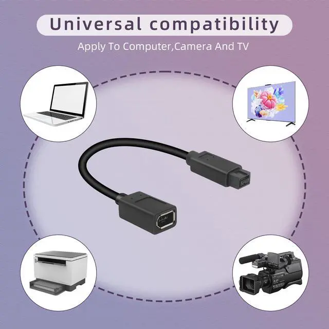 Alt view image 3 of 5 - RIIEYOCA 20cm IEEE 1394b 9 Pin Male to 1394 6 Pin Female Cable Firewire 400Mbps to FireWire 800Mbps Cable for PC, Printer,Scanner, DVD Player,Black