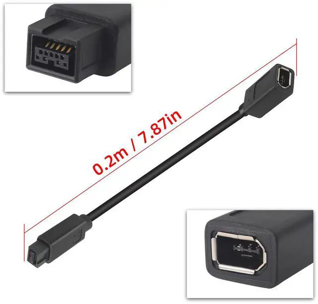 Alt view image 2 of 5 - RIIEYOCA 20cm IEEE 1394b 9 Pin Male to 1394 6 Pin Female Cable Firewire 400Mbps to FireWire 800Mbps Cable for PC, Printer,Scanner, DVD Player,Black