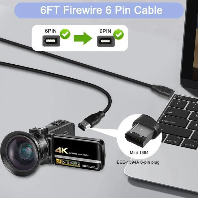 Alt view image 7 of 7 - HATMINI 1394 Firewire 400 Cable,6FT IEEE 1394 Firewire 6 Pin Male to 6 Pin Male Adapter Cable Firewire DV Cable for Printer, PC, Scanner, Camcorder