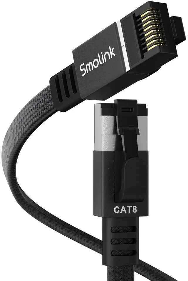 Main image of Smolink Ethernet Cable 50 ft, Cat 8 Ethernet Cable with 40Gbps 2000Mhz High Speed Ethernet Cable, Shielded Heavy Duty SFTP RJ45 LAN Cable Patch Cord for Modem Router Gaming PC PS4/5/6 Xbox, Black