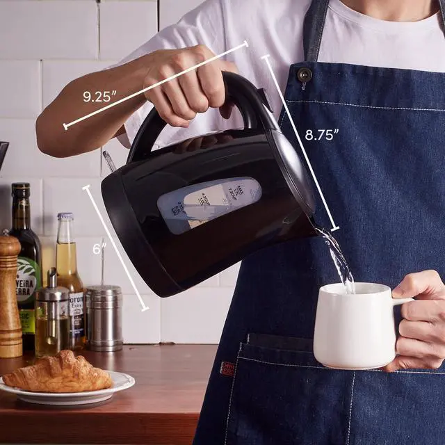 Alt view image 6 of 6 - Elite Gourmet EKT8690 1.7L Electric Tea Kettle 1500W Hot Water Heater Boiler BPA-Free, Fast Boil, Water Level Window and Auto Shut-Off, Black