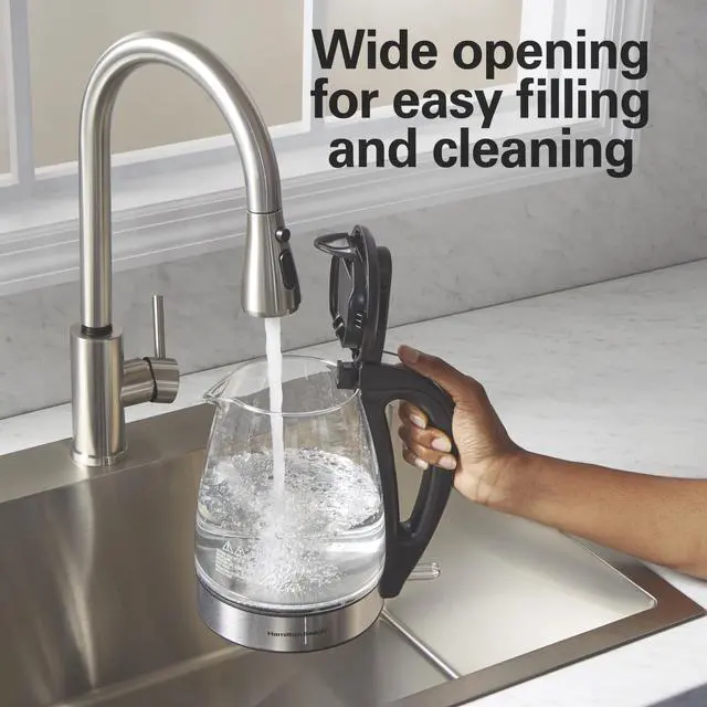 Alt view image 7 of 7 - Hamilton Beach 1.7L Electric Kettle, Water Boiler & Heater, LED Indicator, Built-In Mesh Filter, Auto-Shutoff & Boil-Dry Protection, Cordless Serving, Clear Glass (40864)