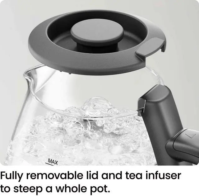 Alt view image 5 of 7 - Chefman Electric Kettle with Tea Infuser, 1L 1500W, Removable Lid for Easy Cleaning, Boil-Dry Protection, Stainless Steel Filter, BPA Free, Auto Shut Off Hot Water Boiler, Small Electric Tea Kettle