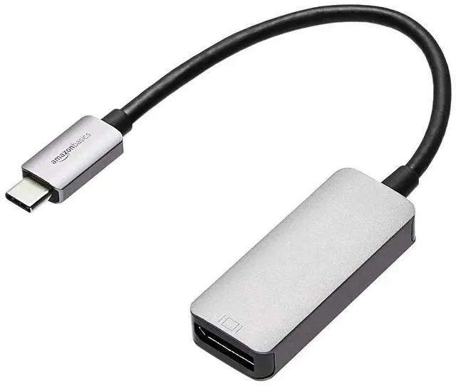 Main image of Amazon Basics Aluminium USB-C to DisplayPort Adapter (4K@60Hz), Thunderbolt 3 Compatible, Grey