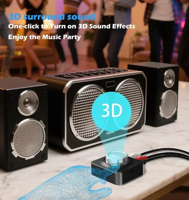 Alt view image 4 of 7 - KAIY Bluetooth Receiver for Home Stereo, RCA Bluetooth Adapter for Old Receiver with 3D Surround, Low Latency 3.5mm Audio Adapter for Old Speakers/Vintage Stereo, Support TF Card Play Music