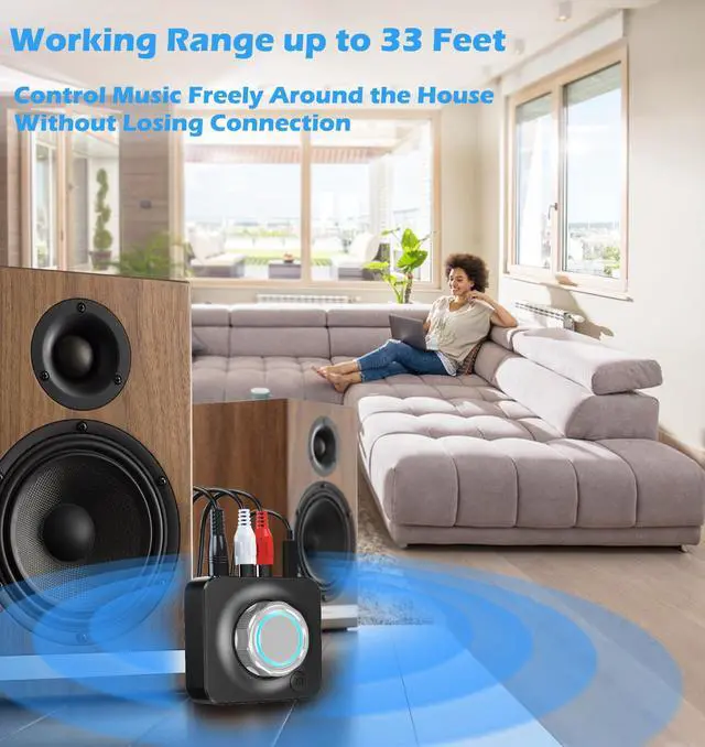 Alt view image 6 of 7 - KAIY Bluetooth Receiver for Home Stereo, RCA Bluetooth Adapter for Old Receiver with 3D Surround, Low Latency 3.5mm Audio Adapter for Old Speakers/Vintage Stereo, Support TF Card Play Music