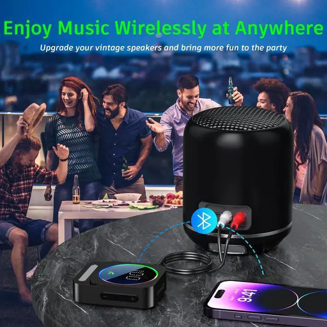 Alt view image 4 of 7 - SONRU Bluetooth 5.3 Receiver for Car, Wireless Audio Adapter for Car/Home Stereo/Wired Headphones/Speaker, Bluetooth Aux Adapter, Dual AUX Outputs, RCA AUX 3.5mm Music Receiver