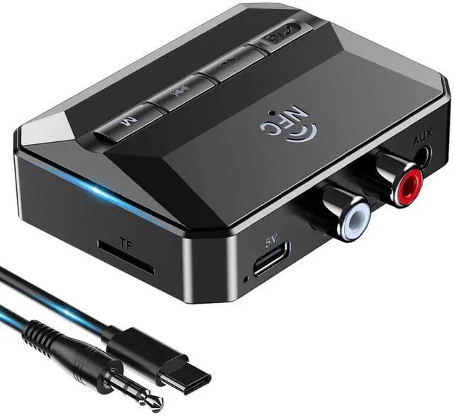 Main image of KAIY Bluetooth Receiver for Home Stereo, Bluetooth to RCA Adapter with NFC-Enabled, 3.5mm Audio Adapter Support USB Flash Drive/TF Card, Wireless Audio Receivers for HiFi Music Stereo System