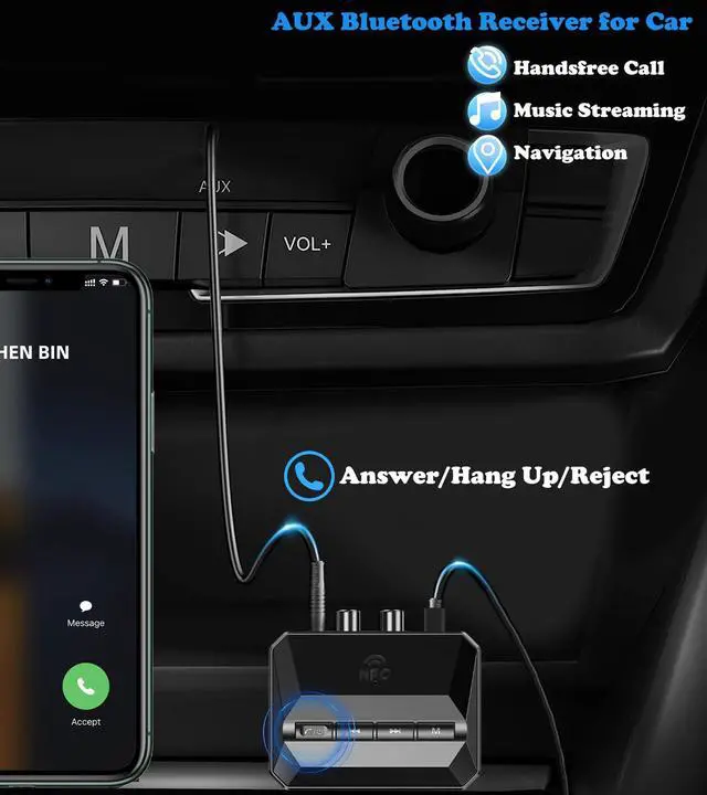 Alt view image 6 of 7 - KAIY Bluetooth Receiver for Home Stereo, Bluetooth to RCA Adapter with NFC-Enabled, 3.5mm Audio Adapter Support USB Flash Drive/TF Card, Wireless Audio Receivers for HiFi Music Stereo System