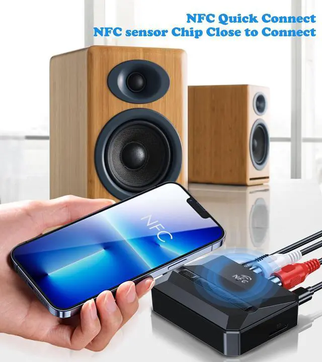 Alt view image 4 of 7 - KAIY Bluetooth Receiver for Home Stereo, Bluetooth to RCA Adapter with NFC-Enabled, 3.5mm Audio Adapter Support USB Flash Drive/TF Card, Wireless Audio Receivers for HiFi Music Stereo System