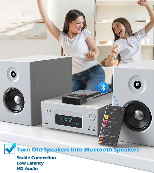 Alt view image 2 of 7 - Bluetooth Receiver for Home Stereo, AUX RCA to Bluetooth Adapter for Old Speakers, NFC Wireless Audio Receiver for Music Streaming Sound System, KAIY Convert Wired Speakers to Wireless