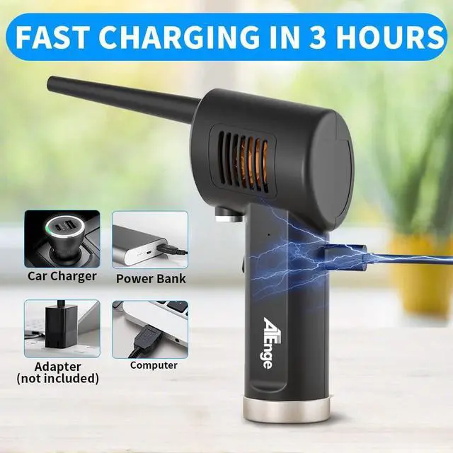 Alt view image 6 of 7 - Electric Air Duster, Cordless Air Duster, Rechargeable Compressed Air Duster, 33000 RPM Air Blower, Two Smart Start Modes, Good Replacement for Compressed Air Can, Reusable Dust Destroyer