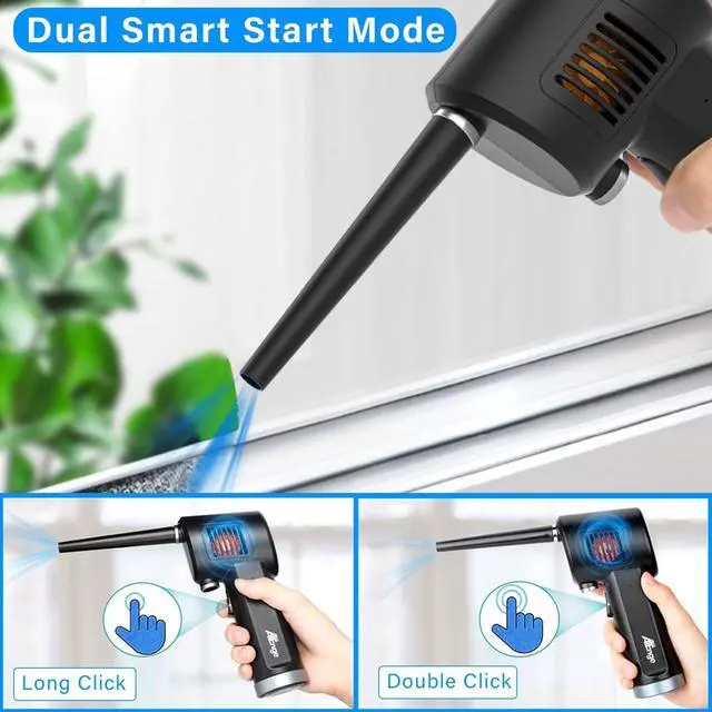 Alt view image 4 of 7 - Electric Air Duster, Cordless Air Duster, Rechargeable Compressed Air Duster, 33000 RPM Air Blower, Two Smart Start Modes, Good Replacement for Compressed Air Can, Reusable Dust Destroyer