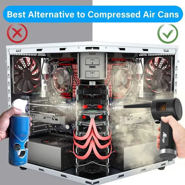 Alt view image 3 of 7 - Electric Air Duster, Cordless Air Duster, Rechargeable Compressed Air Duster, 33000 RPM Air Blower, Two Smart Start Modes, Good Replacement for Compressed Air Can, Reusable Dust Destroyer