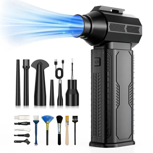 Main image of ZOAIVR Compressed Air Duster, 130,000RPM Ultra-Powerful Cordless Electric Air Duster with 8000mAh Rechargeable Battery, 4-Gear Adjustable Air Blower for Keyboard, Computer, Car, Home Cleaning