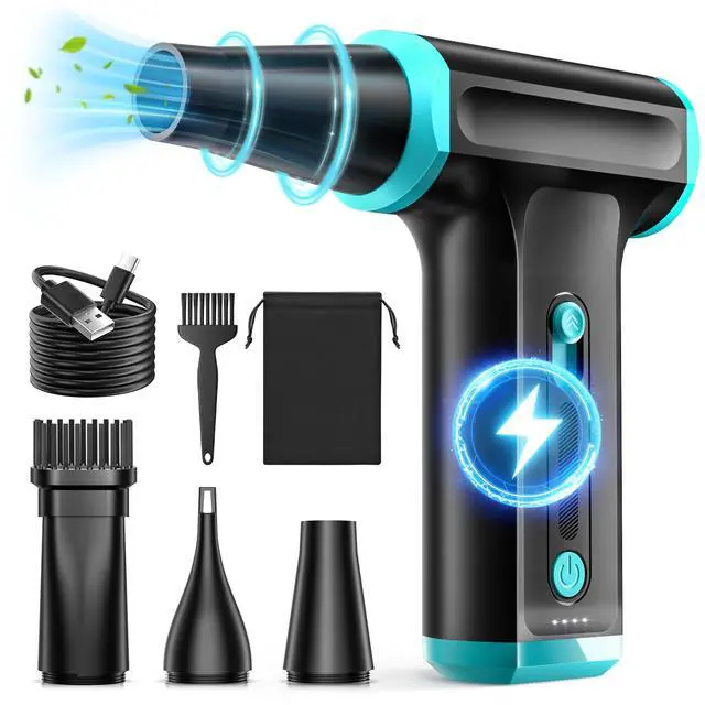 Main image of AKSILM Compressed Air Duster-Stepless Adjustable 110,000RPM Electric Cleaner for Keyboard, PC Cleaning, Rechargeable Cordless Jet Dry Blower Replace Canned Air Compressed Air Cans - Blue