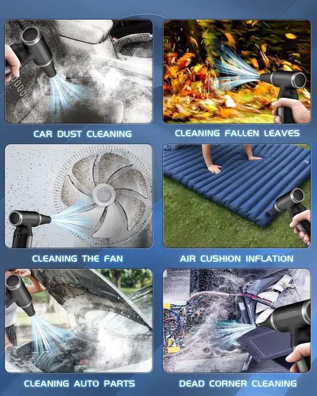 Alt view image 5 of 7 - Electric Compressed Air Duster - 33,0000 RPM Rechargeable Cordless Turbo Blower, Portable Air Blower Gun for Cars, PC, Keyboard, Home & Outdoor Dust Cleaning (Replaces Compressed Air Cans)