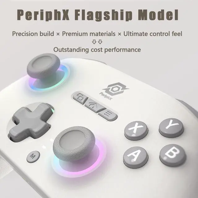 Alt view image 2 of 7 - PeriphX Wireless PC Controller with 1000Hz Polling Rate, Switchable Hall and Tactile Triggers, Hall Joysticks, Turbo, Macro, RGB Lighting, 2.4G Bluetooth Wired, Compatible with Windows PC/ Switch