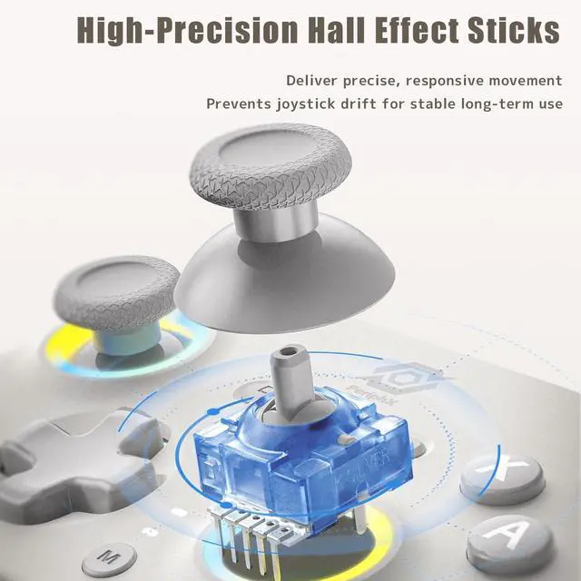 Alt view image 5 of 7 - PeriphX Wireless PC Controller with 1000Hz Polling Rate, Switchable Hall and Tactile Triggers, Hall Joysticks, Turbo, Macro, RGB Lighting, 2.4G Bluetooth Wired, Compatible with Windows PC/ Switch