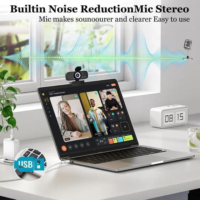 Alt view image 5 of 7 - 1080P HD Webcam for PC with Auto Focus & Noise Cancelling Mic - Plug and Play Computer Camera for Video Conferencing, Online Classes, Live Streaming - Ideal for Remote Workers, Students, Gamers