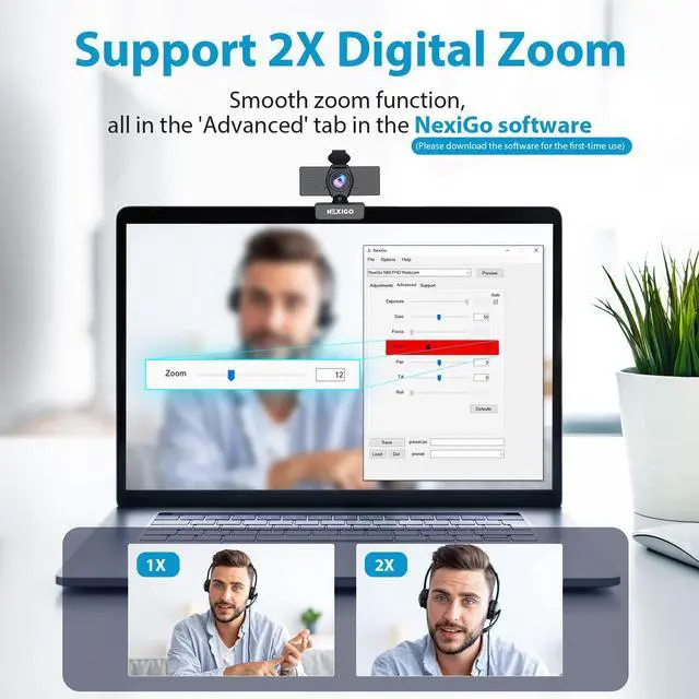Alt view image 2 of 7 - NexiGo N60 1080P Webcam with Microphone, Adjustable FOV, Zoom, Software Control & Privacy Cover, USB HD Computer Web Camera, Plug and Play, for Zoom/Skype/Teams, Conferencing and Video Calling