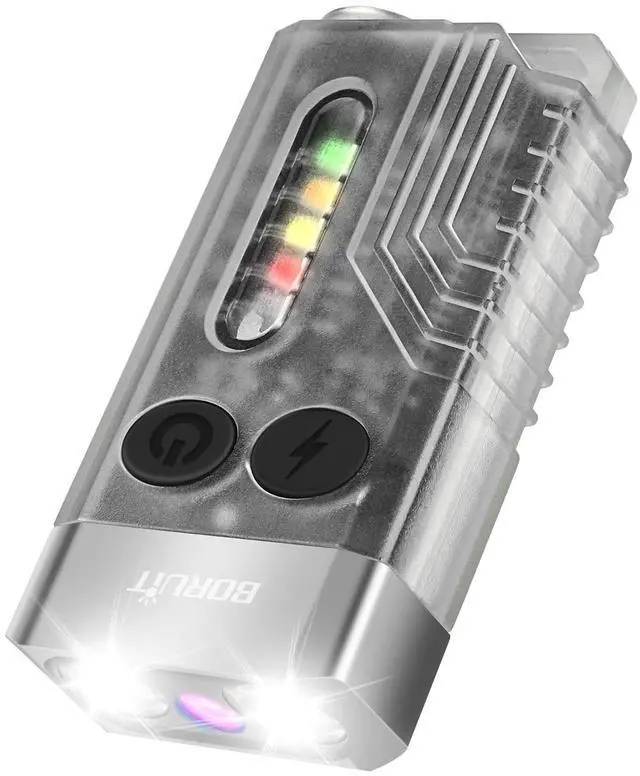 Main image of BORUIT V10 Small Powerful Flashlight with 365nm UV Black Light - Super Bright, USB C Rechargeable Led Keychain Flash Light with Cob Side Light, Magnet
