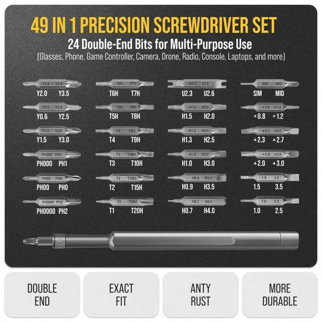 Alt view image 2 of 7 - Small Screwdriver Set 49-in-1 Compatible with Laptop, Phone, PC, MacBook, Tablet, Computer, PS5, PS4, Xbox, Watch - Pocket Screwdriver